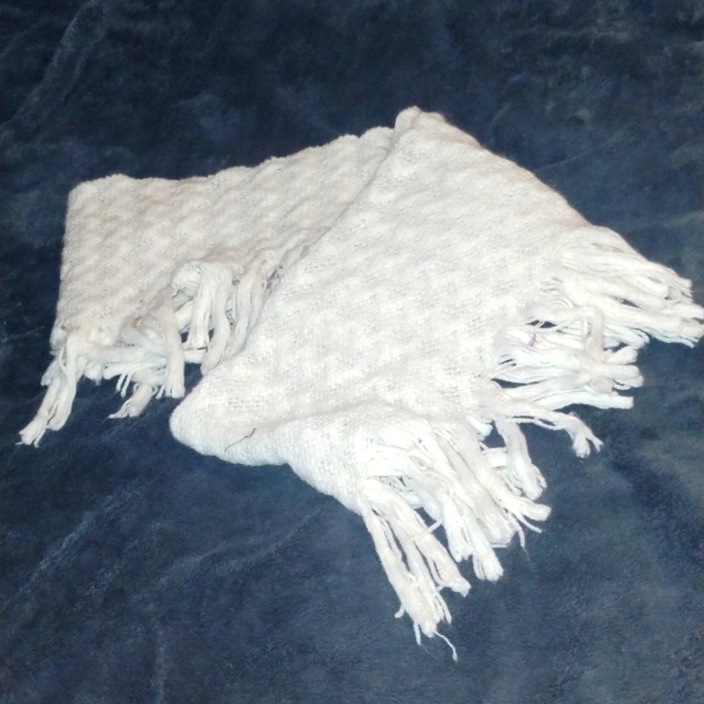 Five Below cream fringed infinity scarf